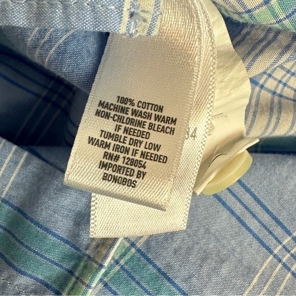 Bonobos Slim Fit Blue Plaid Cotton Stretch Everyday Button Up Shirt L - Picture 5 of 8